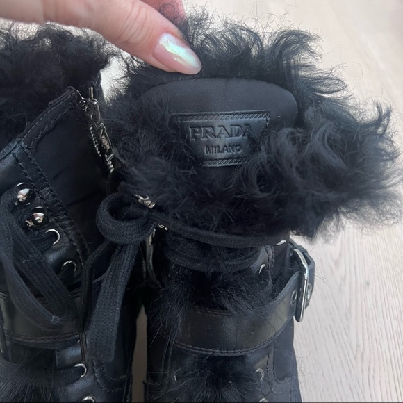 Prada Shearling Combat Boot - Picture 10 of 12